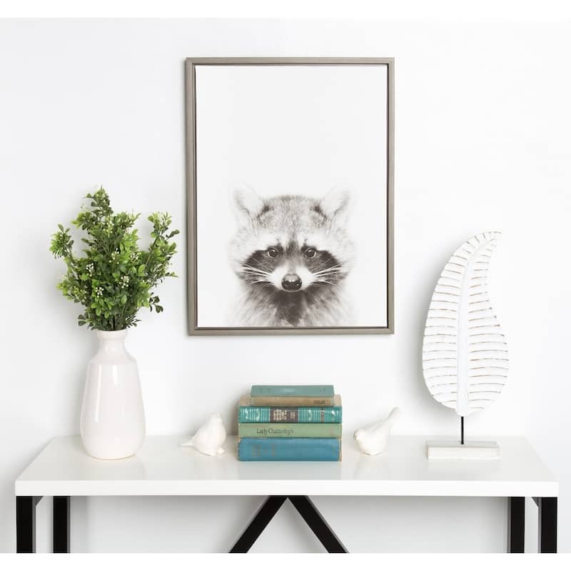 Kate and Laurel Sylvie Raccoon Framed Canvas by Simon Te Tai
