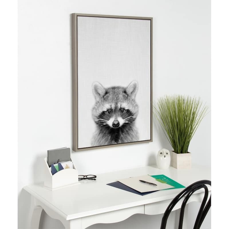 Kate and Laurel Sylvie Raccoon Framed Canvas by Simon Te Tai