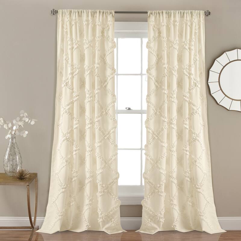 Lush Decor Ruffle Diamond Curtain Panel Pair