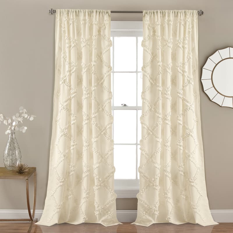 Lush Decor Ruffle Diamond Curtain Panel Pair - 52" W X 84" L - Ivory