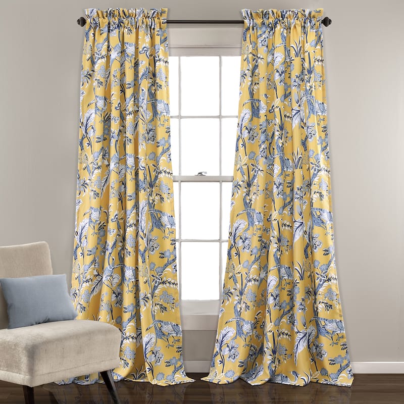 Lush Decor Dolores Room-darkening Floral Curtain Panel Pair - 52" W x 84" L - Yellow