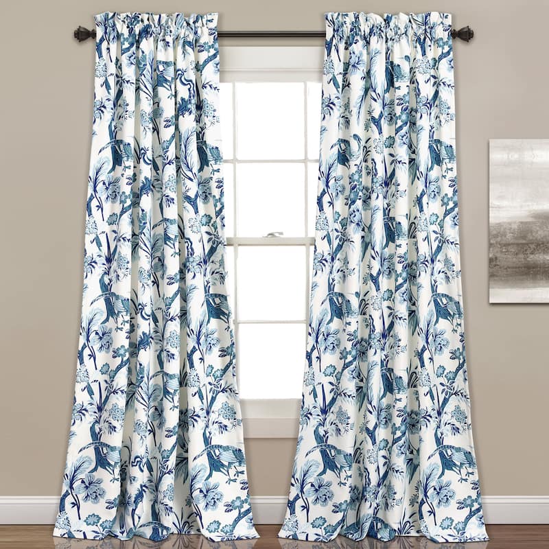 Lush Decor Dolores Room-darkening Floral Curtain Panel Pair - 52" W x 84" L - Blue