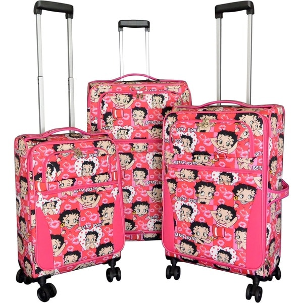 pink 3 piece luggage set