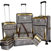 Karriage-Mate Gold Leopard 6-piece Expandable Spinner Luggage Set