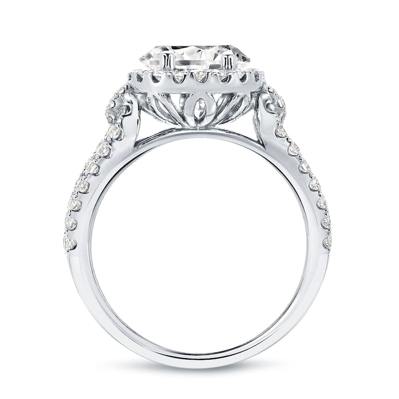14k Gold Round 1ct TDW Certified Diamond Halo Engagement Ring by Auriya (J-K, I1-I2)