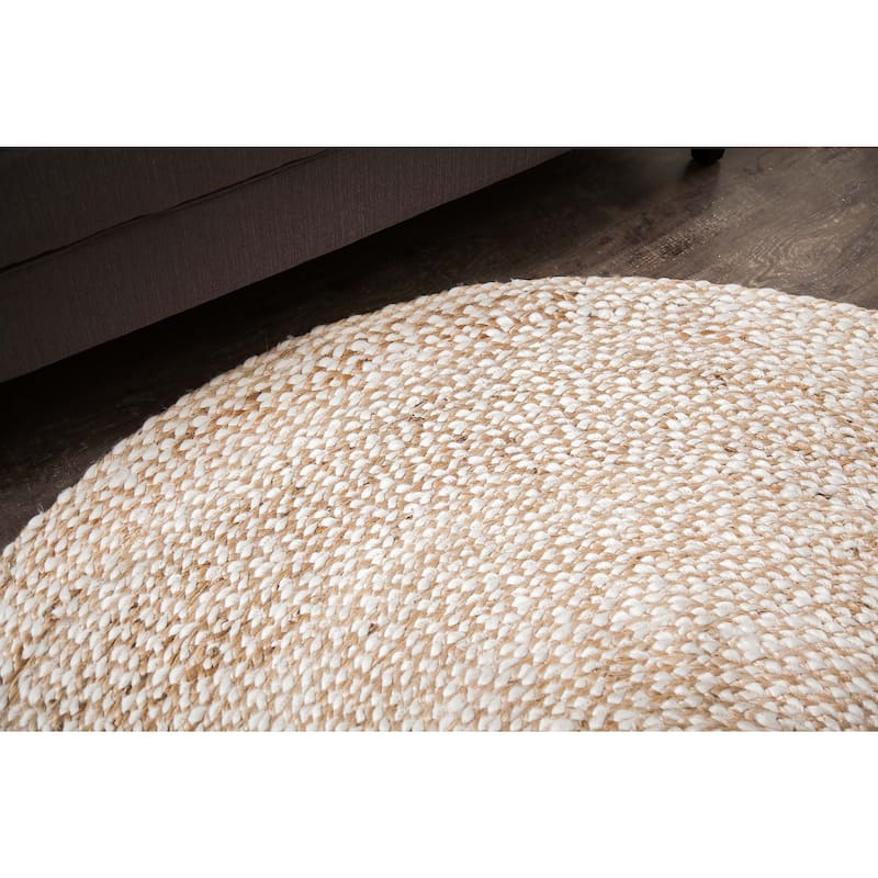 Jani Doti Natural/Ivory Jute and Upcycled Fiber Round Rug