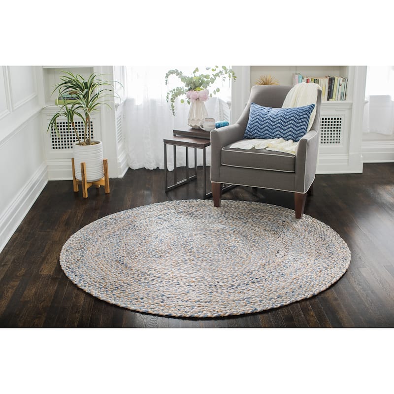 Jani Maura Natural/Blue Round Rug