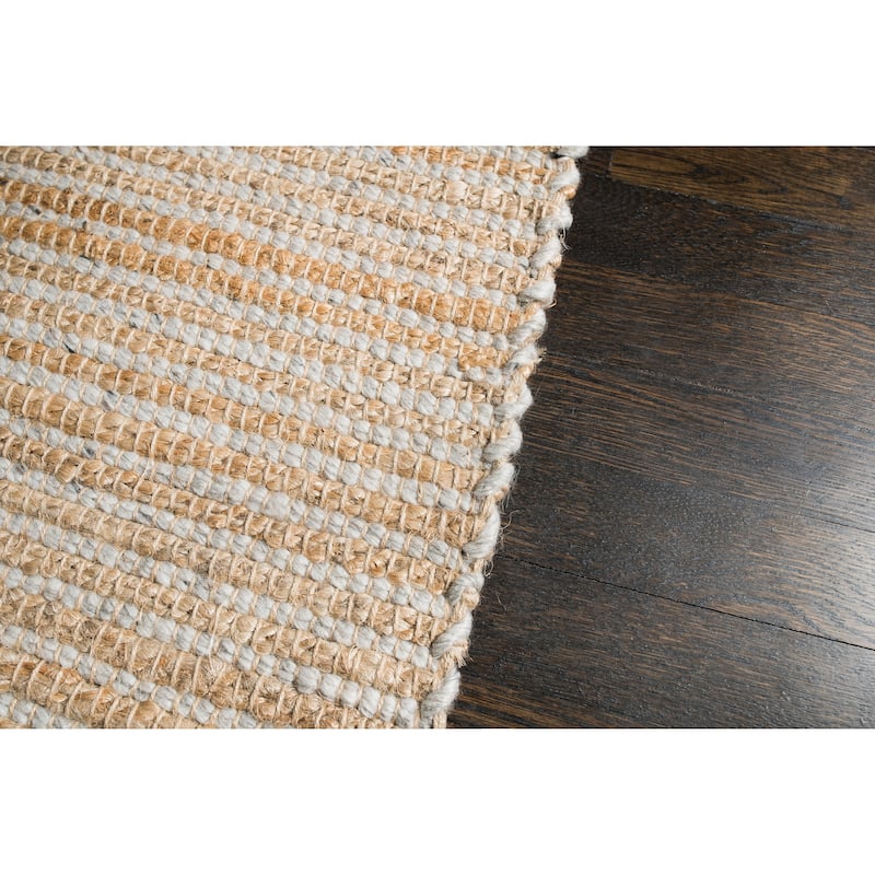 Jani Madi Natural/Gray Jute and Wool Rug , 5' x 8' Feet, Tan/Gray Handwoven Style Area Rug