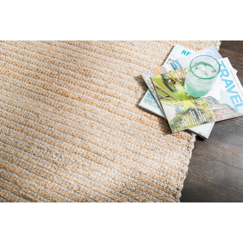 Jani Madi Natural/Gray Jute and Wool Rug , 5' x 8' Feet, Tan/Gray Handwoven Style Area Rug