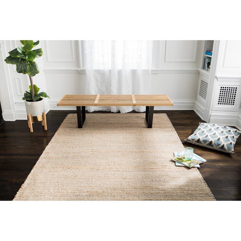 Jani Madi Natural/Gray Jute and Wool Rug , 5' x 8' Feet, Tan/Gray Handwoven Style Area Rug