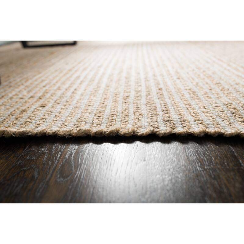 Jani Madi Natural/Gray Jute and Wool Rug , 5' x 8' Feet, Tan/Gray Handwoven Style Area Rug