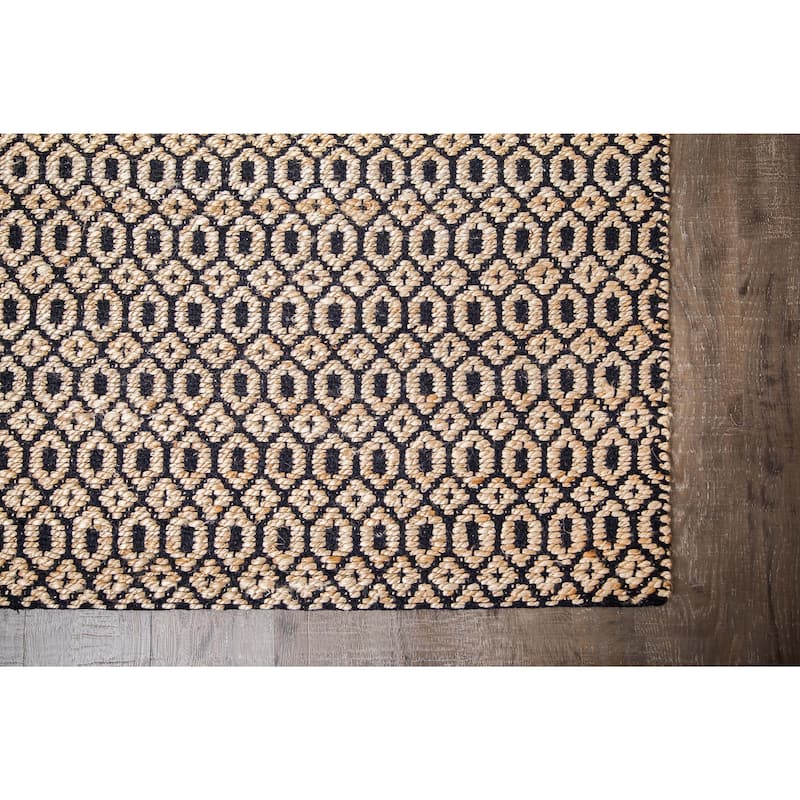 Jani Goldy Black/Tan Jute and Cotton Rug - 8' x 10' Feet Durable and Stylish Area Rug