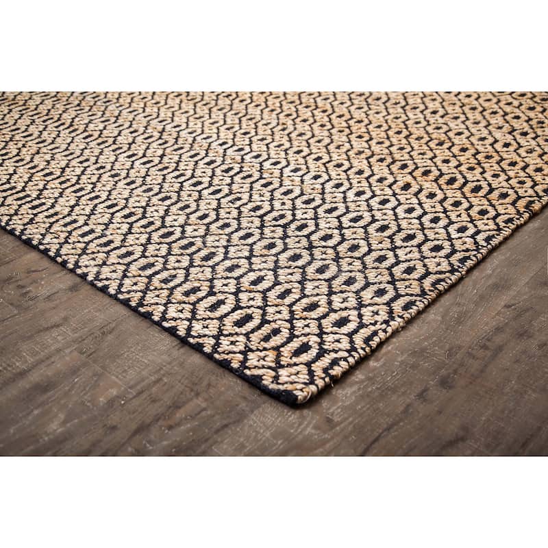 Jani Goldy Black/Tan Jute and Cotton Rug - 8' x 10' Feet Durable and Stylish Area Rug