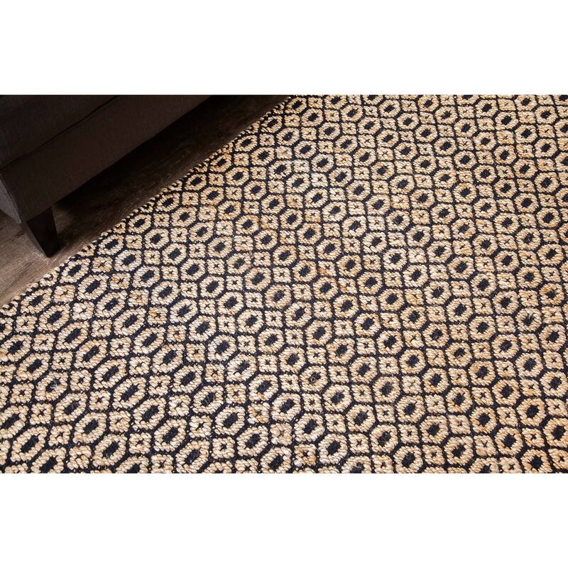 Jani Goldy Black/Tan Jute and Cotton Rug - 8' x 10' Feet Durable and Stylish Area Rug