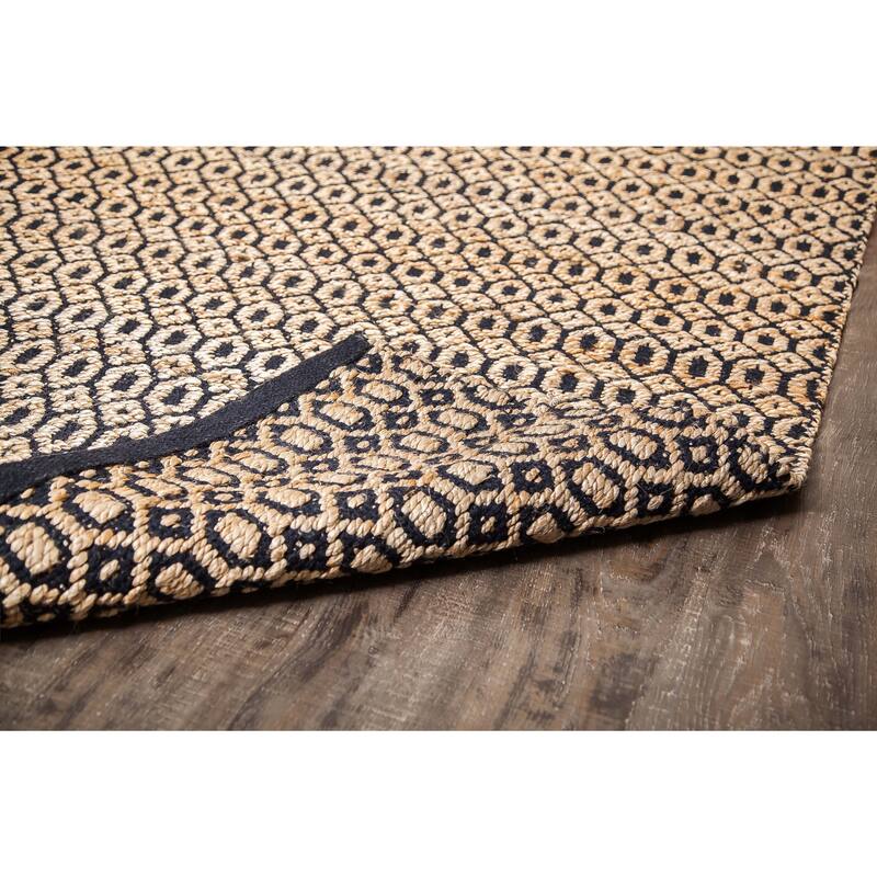 Jani Goldy Black/Tan Jute and Cotton Rug - 8' x 10' Feet Durable and Stylish Area Rug