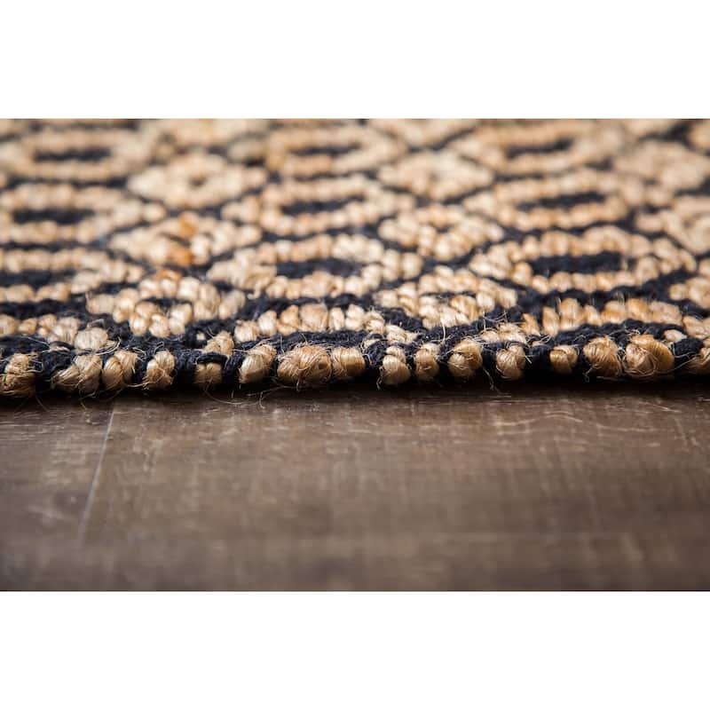 Jani Goldy Black/Tan Jute and Cotton Rug - 8' x 10' Feet Durable and Stylish Area Rug