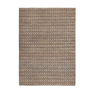 Jani Goldy Black/Tan Jute and Cotton Rug - 8' x 10' Feet Durable and Stylish Area Rug