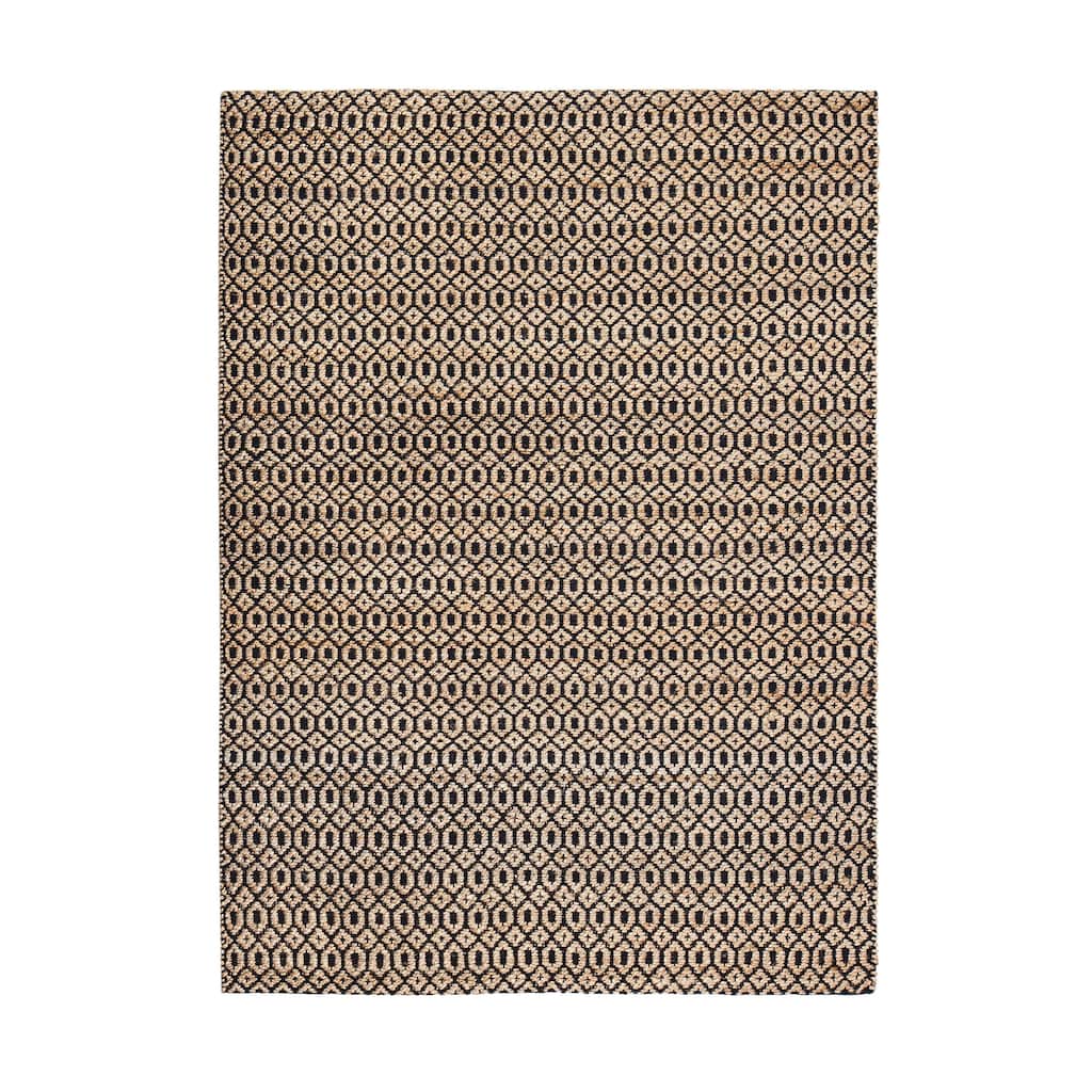 Jani Goldy Black/Tan Jute and Cotton Rug - 8' x 10' Feet Durable and Stylish Area Rug