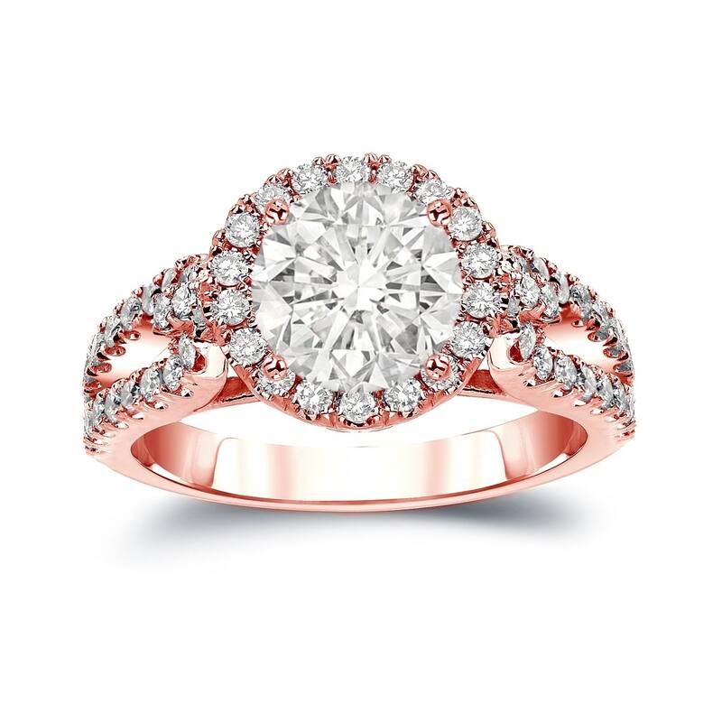 Auriya Round 2 1/3ctw Halo Diamond Engagement Ring 14k Gold (J-K, I1-I2)
