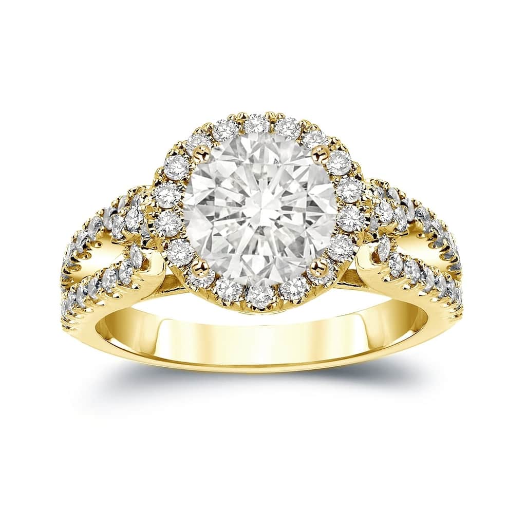 Auriya Round 2 1/3ctw Halo Diamond Engagement Ring 14k Gold (J-K, I1-I2)