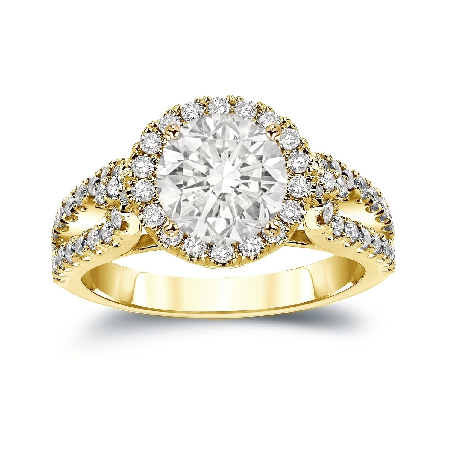 Auriya Round 2 1/3ctw Halo Diamond Engagement Ring 14k Gold (J-K, I1-I2)