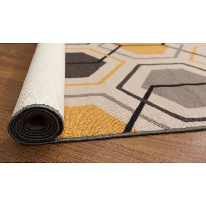 World Rug Gallery Contemporary Geometric Stripe Non-Slip Area Rug