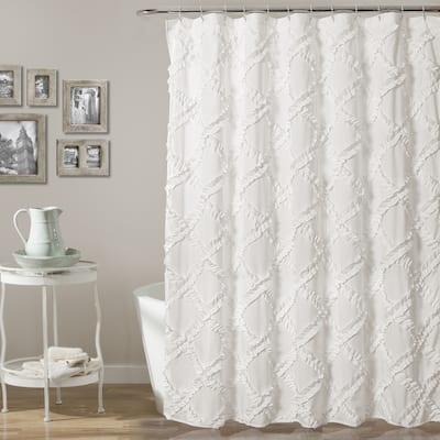 Lush Decor Ruffle Diamond Shower Curtain
