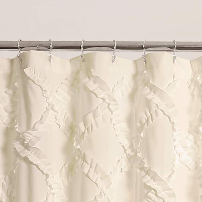 Lush Decor Ruffle Diamond Shower Curtain