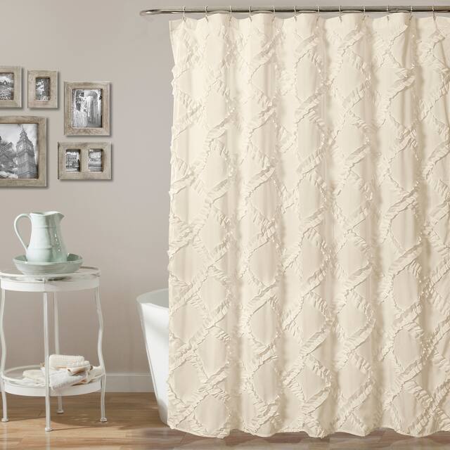Lush Decor Ruffle Diamond Shower Curtain - Blush
