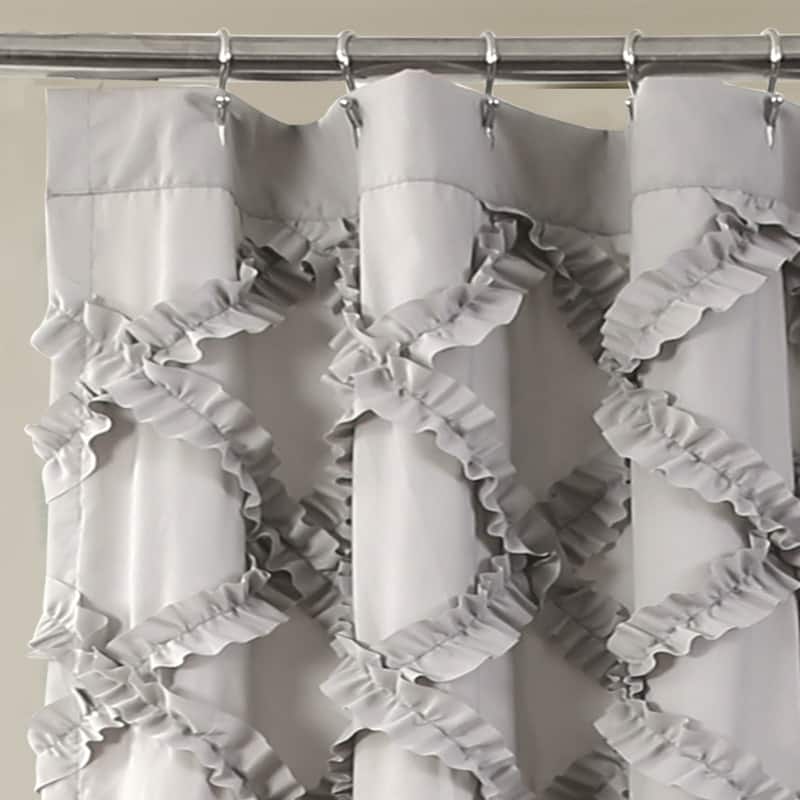 Lush Decor Ruffle Diamond Shower Curtain