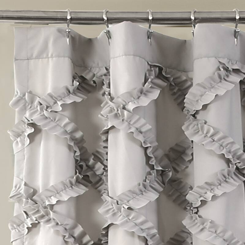 Lush Decor Ruffle Diamond Shower Curtain