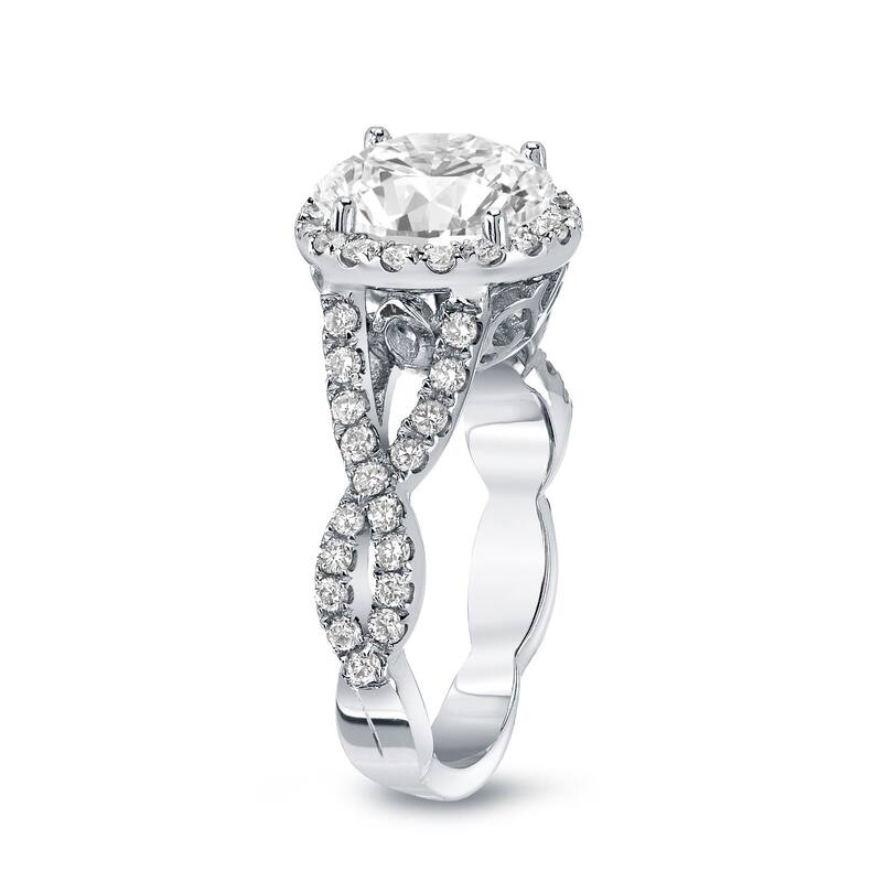 Auriya Twisted Split Shank 2 3/4ctw Halo Diamond Engagement Ring 14K Gold