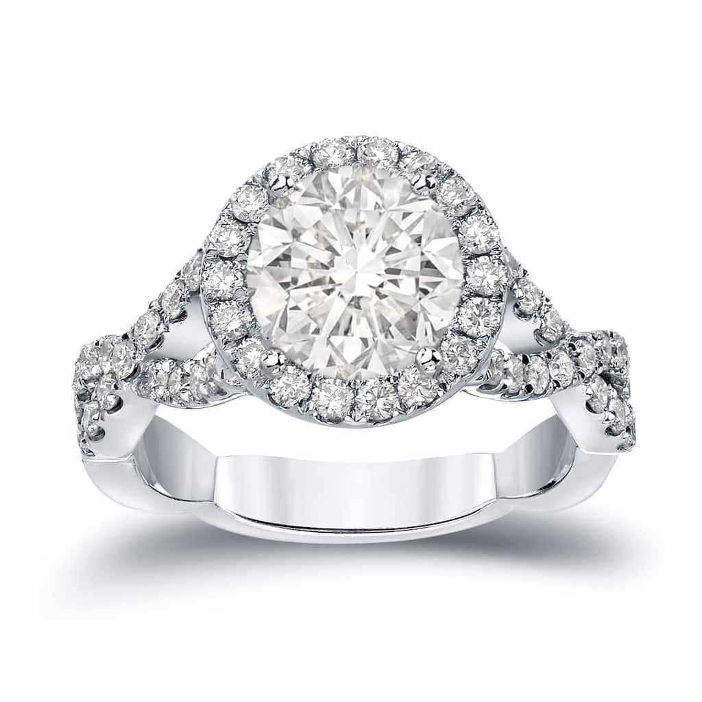 Auriya Twisted Split Shank 2 3/4ctw Halo Diamond Engagement Ring 14K Gold
