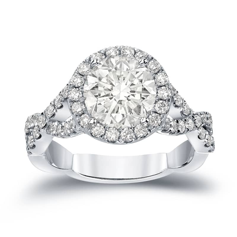 Auriya Twisted Split Shank 2 3/4ctw Halo Diamond Engagement Ring 14K Gold
