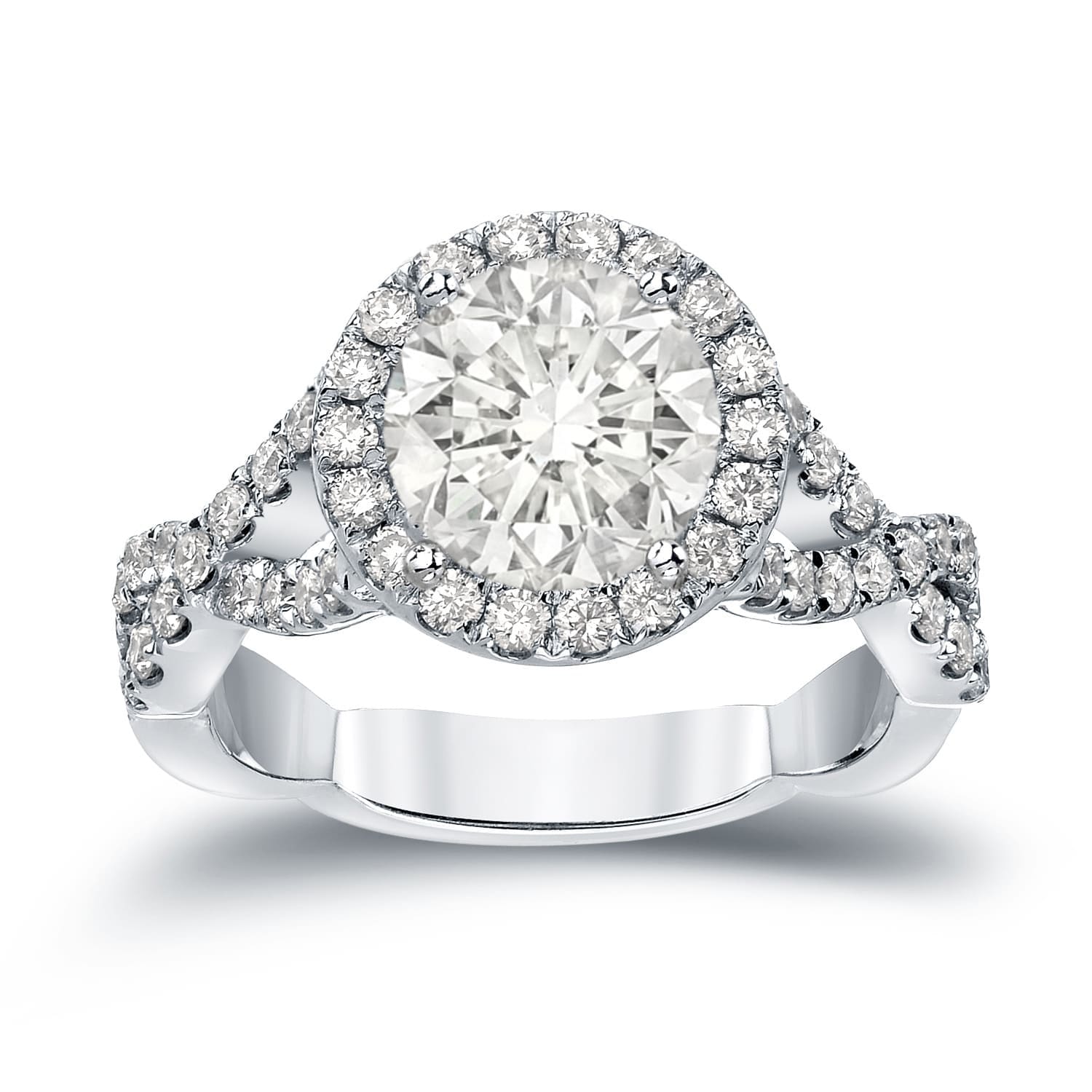 Auriya Twisted Split Shank 2 3/4ctw Halo Diamond Engagement Ring 14K Gold