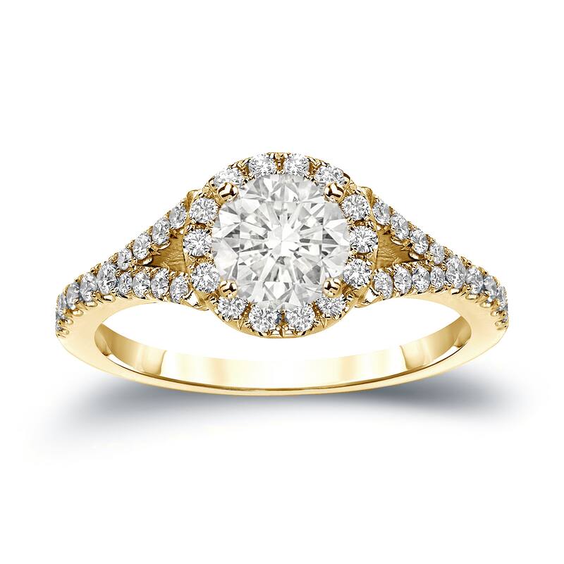 Auriya 1 1/2ctw Round Halo Diamond Engagement Ring 14k Gold