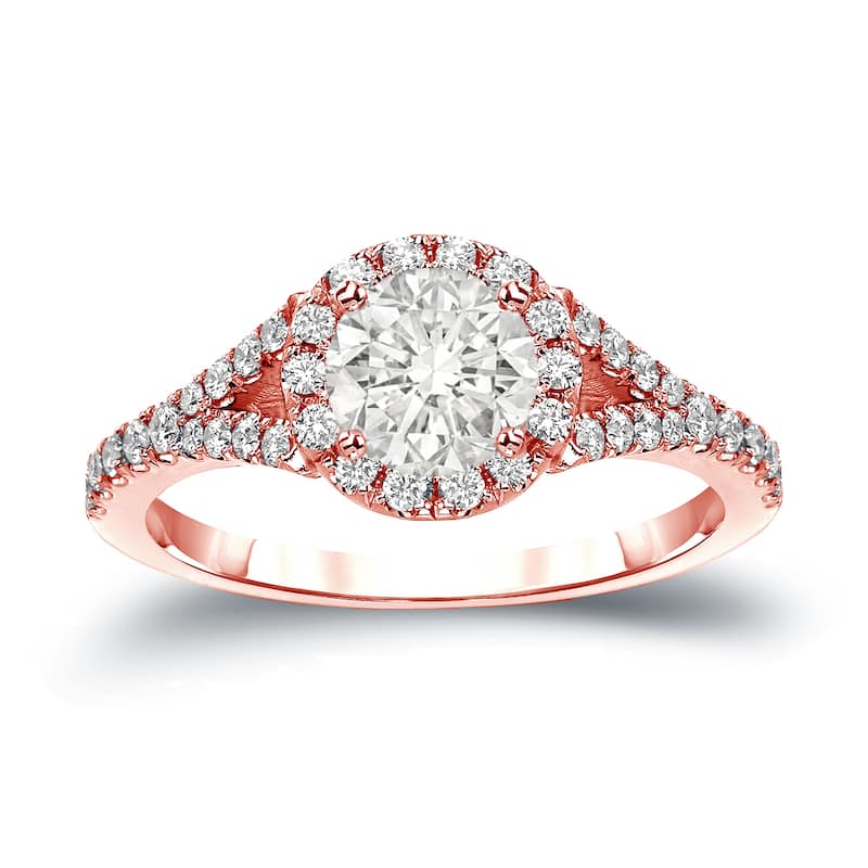 Auriya 1 1/2ctw Round Halo Diamond Engagement Ring 14k Gold