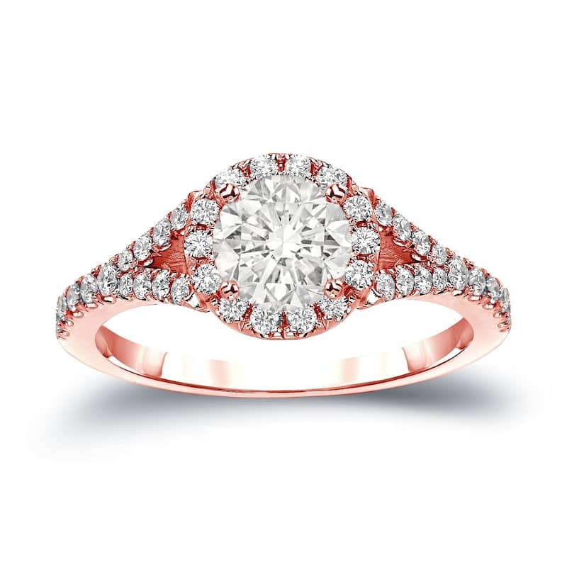 Auriya 1 1/2ctw Round Halo Diamond Engagement Ring 14k Gold