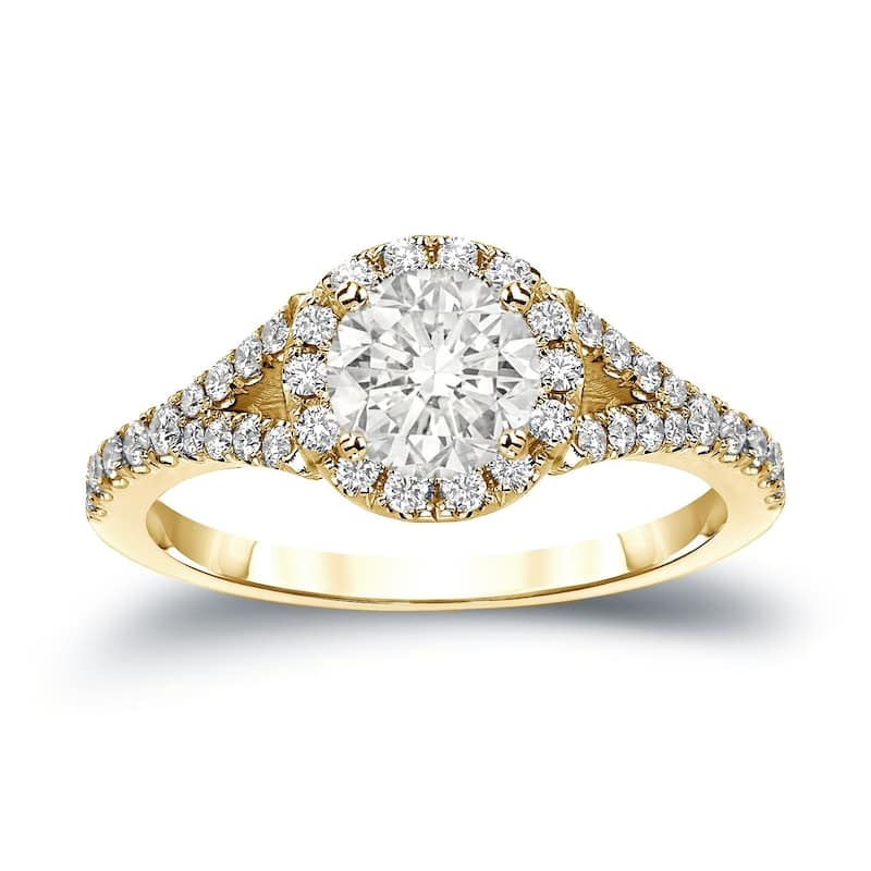 Auriya 1 1/2ctw Round Halo Diamond Engagement Ring 14k Gold