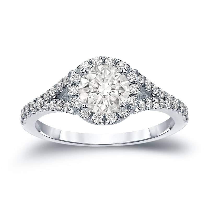 Auriya 1 1/2ctw Round Halo Diamond Engagement Ring 14k Gold