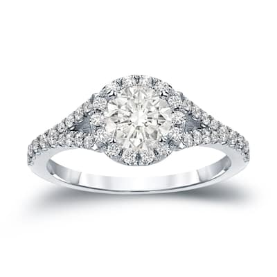 Auriya 1 1/2ctw Round Halo Diamond Engagement Ring 14k Gold
