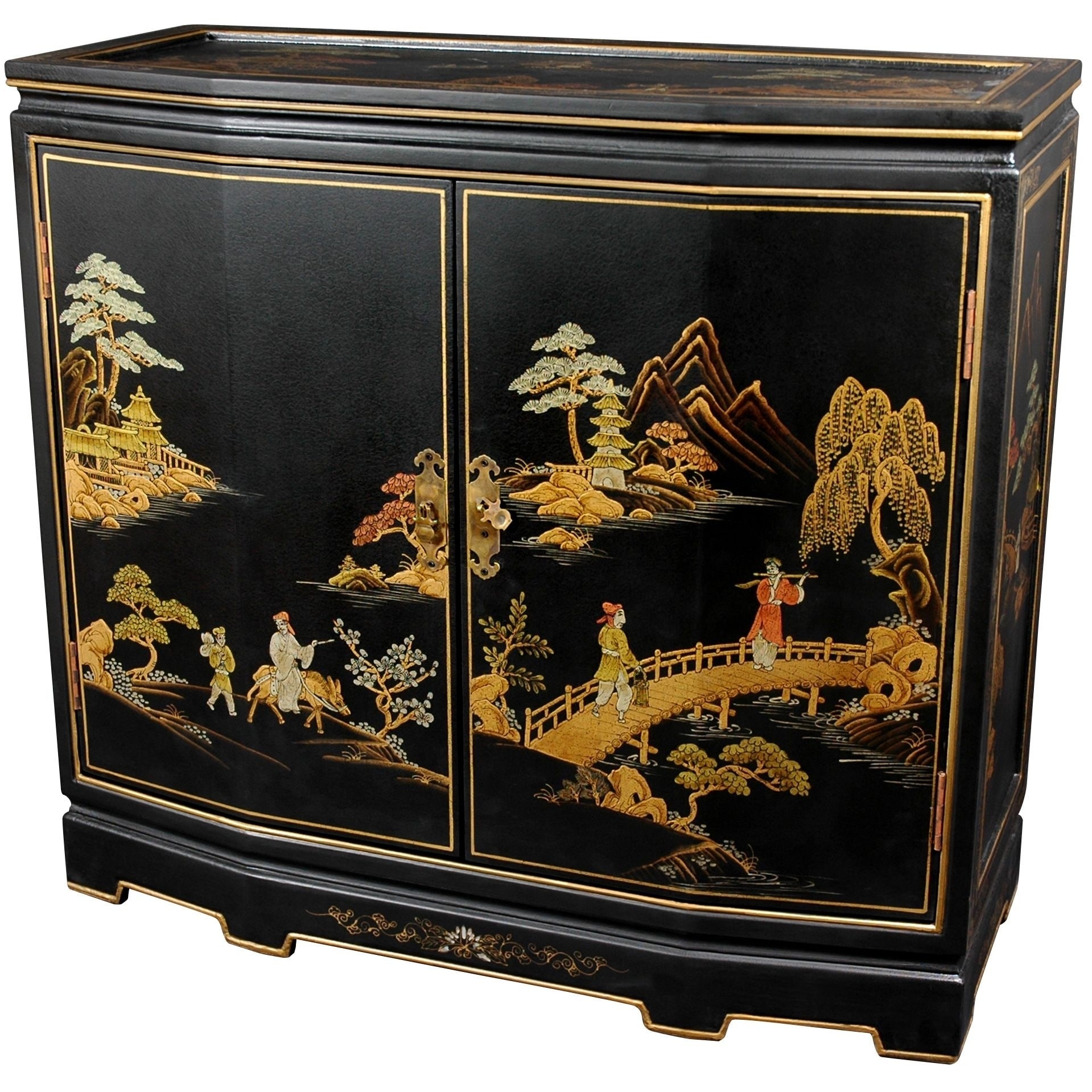 Handmade Japanese Slant Front Cabinet - 32.00"W x 13.00"D x 30.00"H