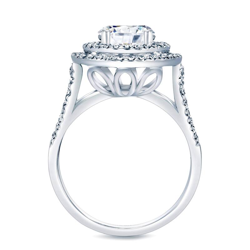 Auriya Platinum 1 3/4ct TDW Certified Diamond Halo Engagement Ring