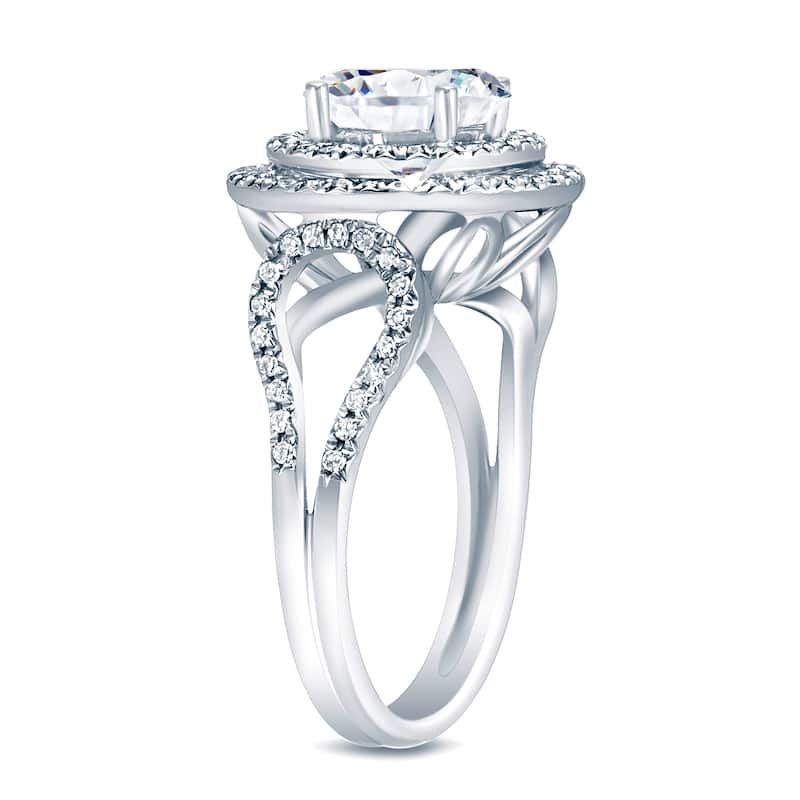 Auriya Platinum 1 3/4ct TDW Certified Diamond Halo Engagement Ring