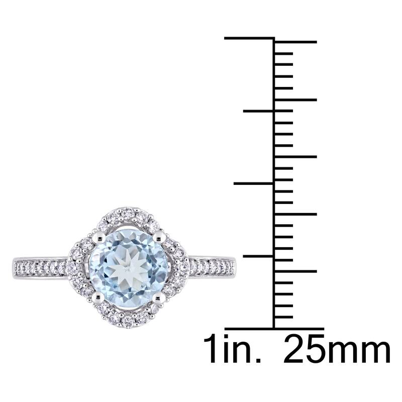 Miadora Signature Collection 14k White Gold Blue Topaz and 1/4ct TDW Diamond Quatrefoil Halo Engagem