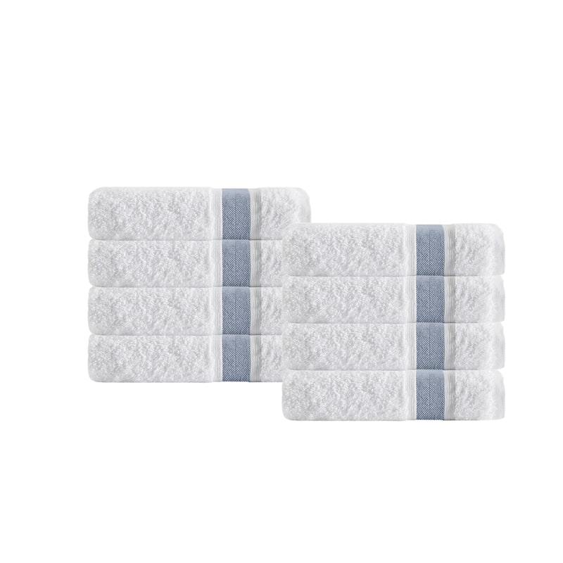 Depera Home Unique Turkish Cotton Hand Towels (Set of 8) - 16x28 inches - Blue