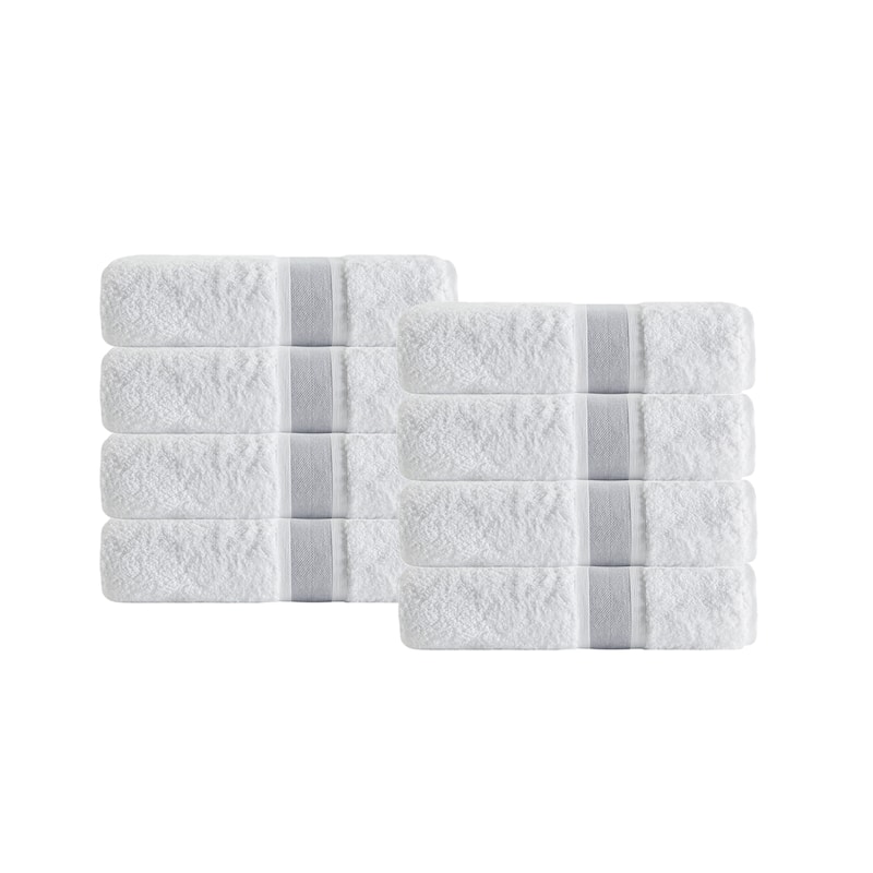 Depera Home Unique Turkish Cotton Hand Towels (Set of 8) - 16x28 inches - Silver