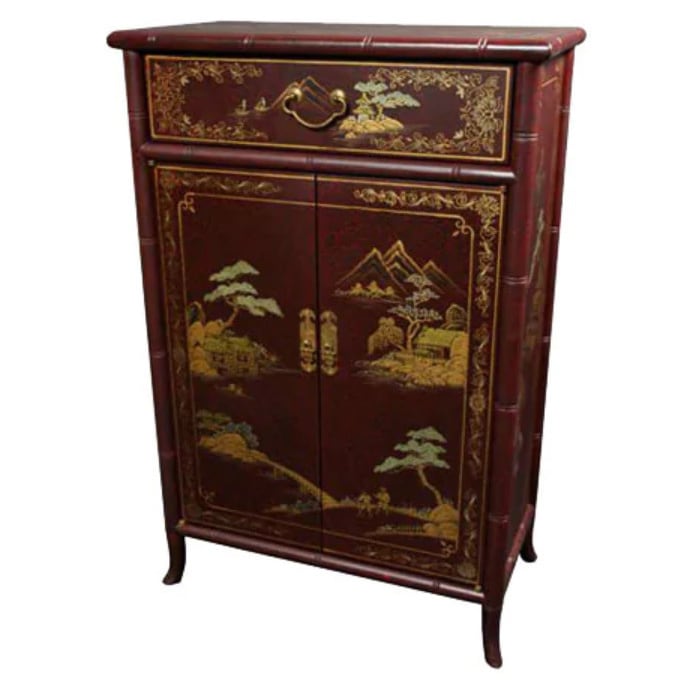 Handmade Elm Wood Japanese-style Shoe Cabinet (China)