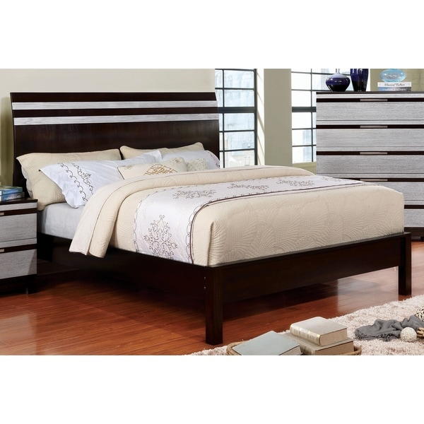 Furniture of America Cevi Contemporary Brown Solid Wood Platform Bed