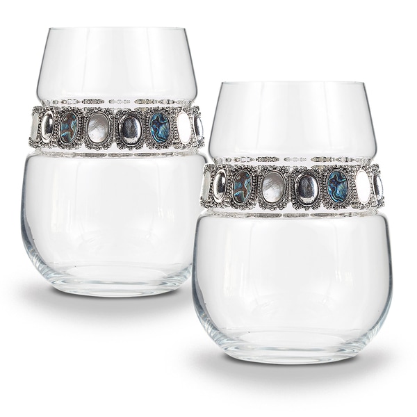 Shimmering Wines by Stemware Designs "Gemstone" Stemless Wine Glasses (Set of 2)